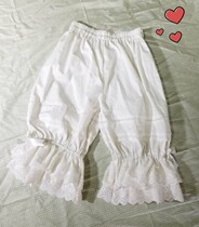(Wang Yan and summer)Double-layer cotton embroidery lace long pumpkin pants organ pleated gorgeous long rubber band