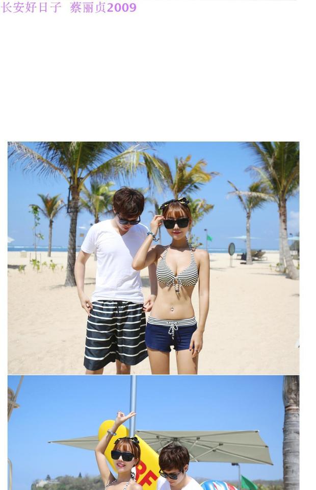 Hàn Quốc nhập khẩu đồ bơi đôi bikini nữ thép hỗ trợ áo tắm ba mảnh nam quần đi biển 1368 - Vài đồ bơi đồ đi biển cho cặp đôi