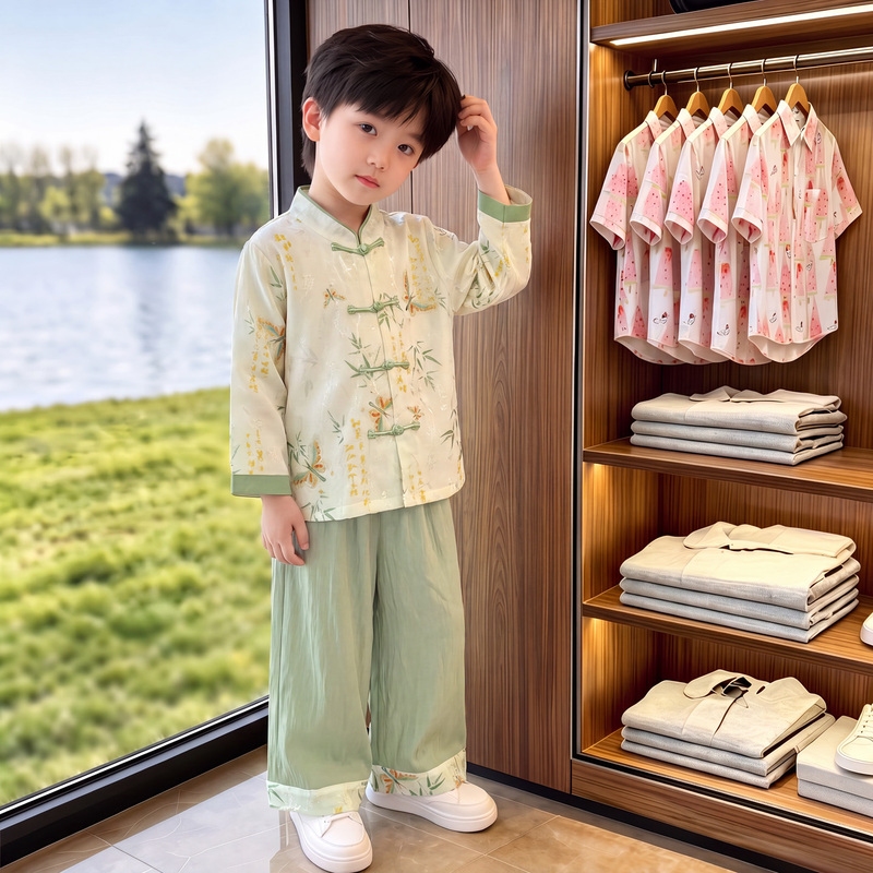 Boys' New Chinese-Style Hanfu Suit, Autumn Outfit, Kindergarten Children's Tang Suit, Traditional Chinese Style, Little Gentleman Boy's Ancient Costume Performance Outfit