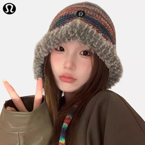LULU autumn and winter cute colorful knitted hats woolen hats plus velvet to keep warm winter ear protection caps Lei Feng hats