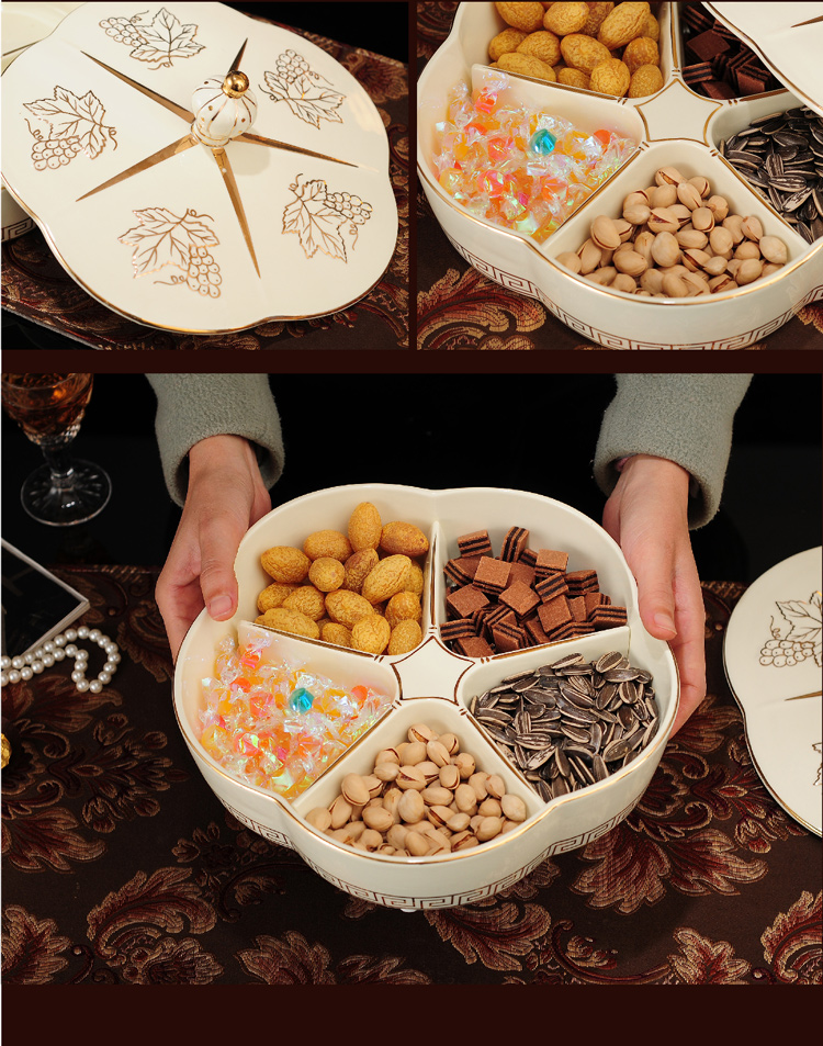 Dry fruit tray edge lodge European ceramics fruit bowl wedding 'lads' Mags' including nuts snacks candy box creative dried fruit box frame with cover