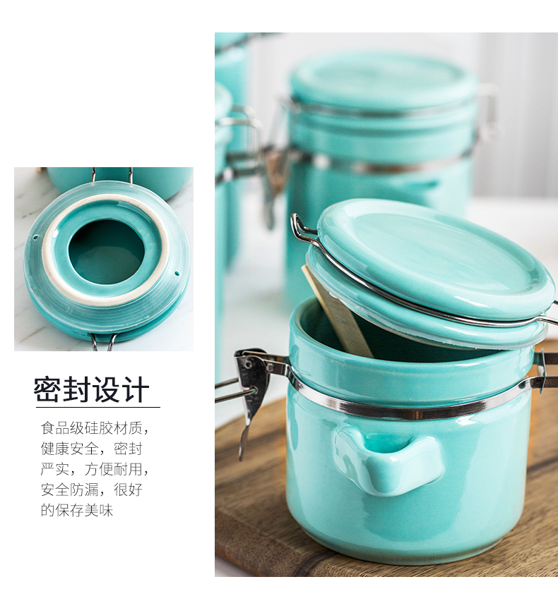 Edge lodge ceramic sealed with cover storage jar sugar tea pot food grains, receive a jar of coffee pot