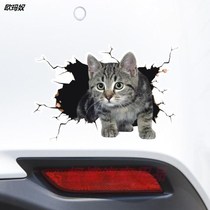 Car Sticker Creative Personality 3D Emulation Kitten Bike Sticker Cute Cartoon Funny Kitty Body Scratch-off sticker