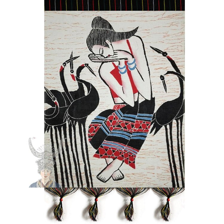 Miao batik cloth painting of minority characteristics pattern double-layer murals Miao Dai 56*78cm