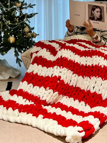 Радужное плетеное одеяло, трикотажная подушка, «сделай сам»