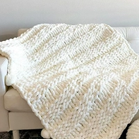 Молочно-белая очень толстая нить Нить [120x80 см] Упаковка из материала для одеяла Бесплатный видеоурок