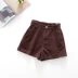 N1ce 17 xuân mới thời trang retro! Corduroy cắt chéo khâu eo đàn hồi quần legging rộng Quần short