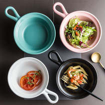 Nordic belt toast bowl ramen bowl big soup bowl ceramic bowl baking breakfast bowl home noodle soup bowl salad bowl