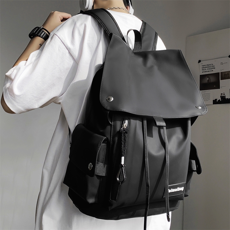 Double shoulder bag male tide large capacity leisure travel package Han in industrial windpack backpack cool college bag