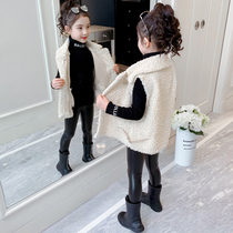 Girl fur one vest Lamb hair autumn and winter foreign style wear childrens lamb cashmere horse vest tide