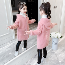 Girl mink velvet jacket autumn and winter 2021 New Korean tide childrens coat little girl long winter winter foreign gas