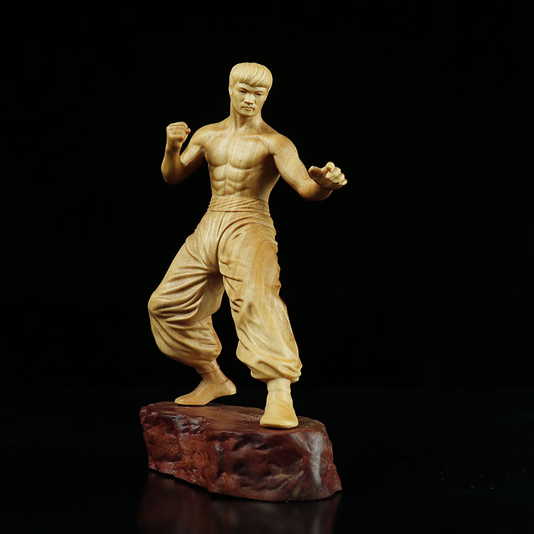 Leqing Huang Yang Wood Carving Home Creative Car Swing Piece Crafts Gift Hem of Chinese office Kung Fu Wang Li Xiaolong
