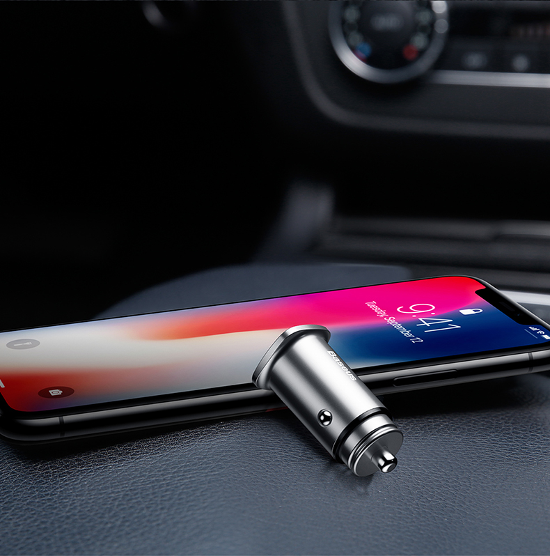 Times nghĩ sạc xe điện thoại di động sạc xe hơi một với hai giao diện USB kép hỗ trợ QC3.0 Huawei Samsung SCP AFC MTK PE + 5A nhanh phí sạc xe ô tô đầu của Apple kê kim loại - Phụ kiện điện thoại trong ô tô giá đỡ điện thoại để bàn