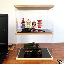 Hand-run dust-proof cabinet display cabinet household box with lamp acrylic integral step model storage rack small transparent