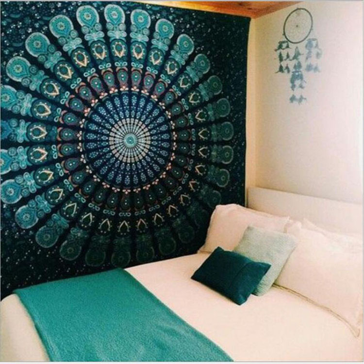 Ấn Độ mandala voi boho starry in tấm thảm con công bạt tuyết bông tấm thảm khăn trải bàn 	thảm treo tường hình biển