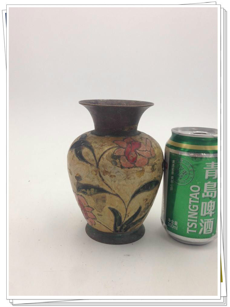 Камеры 西洋收藏312977彩漆花瓶二手铜工艺摆件软装回流金属器艺术品礼品