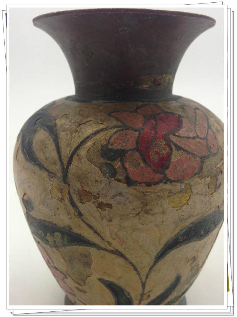 Камеры 西洋收藏312977彩漆花瓶二手铜工艺摆件软装回流金属器艺术品礼品