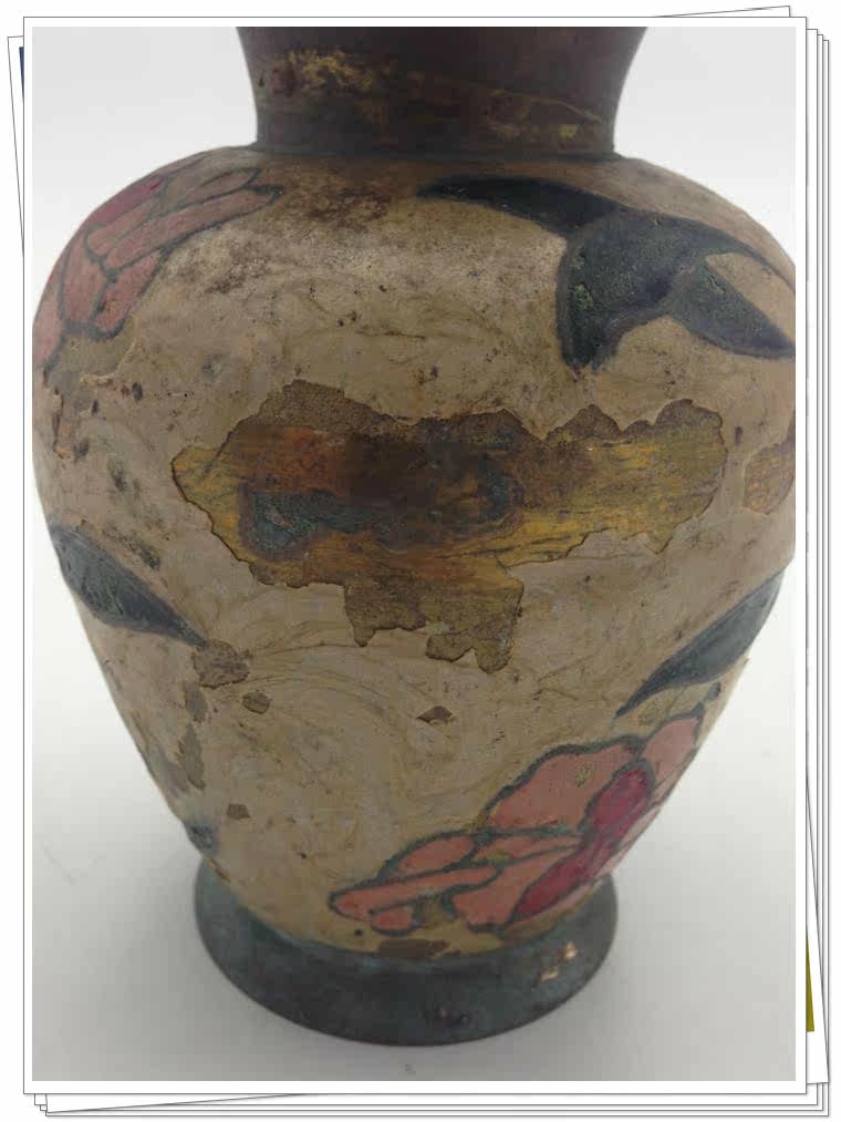 Камеры 西洋收藏312977彩漆花瓶二手铜工艺摆件软装回流金属器艺术品礼品