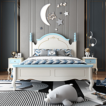 Solid wood children bed Boy 1 35 m single bed 1 8m boy bed Youth Suite red walnut boy bed