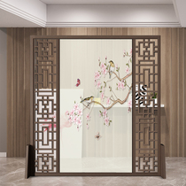 New Chinese style screen partition living room solid wood home decoration office mobile modern entrance Hotel hollow seat screen