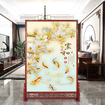  Custom new Chinese-style partition wall screen baffle bedroom entrance solid wood hollow hotel living room decoration household seat screen