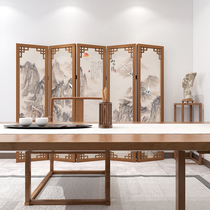  Solid wood retro new Chinese style office landscape mobile folding screen living room bedroom partition curtain Hotel folding feng shui screen