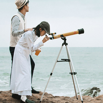 Wedding photo travel props large vertical gold astronomical telescope silver single tube long tube photography folding chair