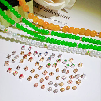 Millet bead spacer 18k gold inlaid with diamond emerald bead bracelet spacer bead bracelet gemstone diy pearl necklace accessories