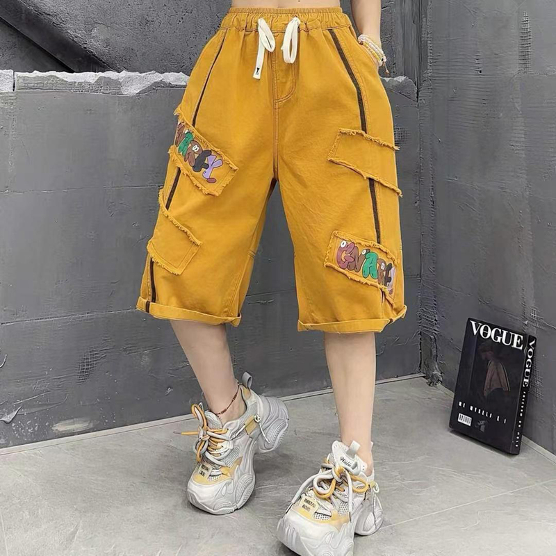 Korean Style Workwear Patchwork Six-Point Pants for Women 2026 Summer Elastic Drawstring Versatile Casual Seven-Point Women's Pants Trendy Korean Style Workwear Patchwork Six-Point Pants for Women 2026 Summer Elastic Drawstring Versatile Casual Seven-Point Women's Pants Trendy