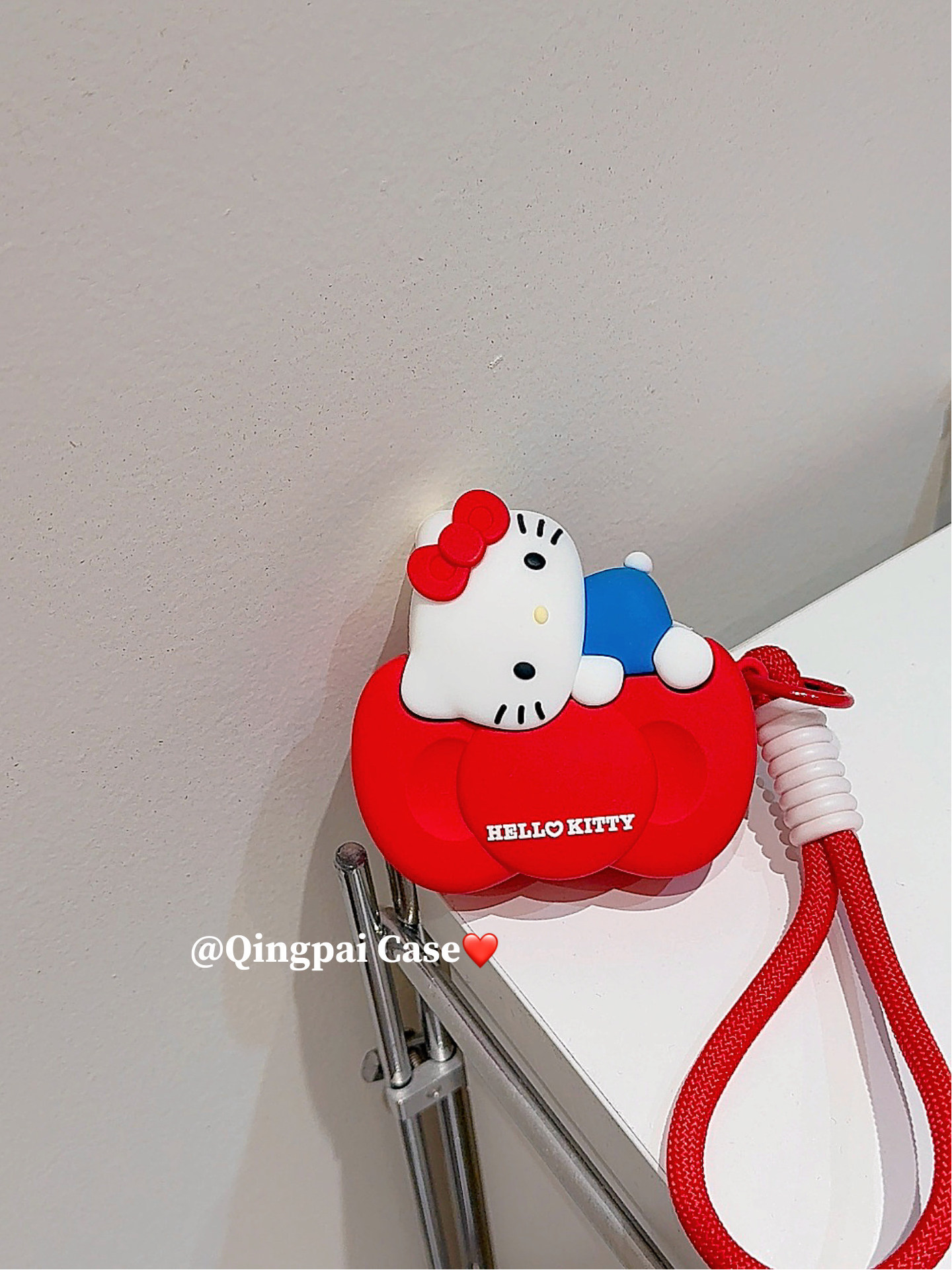 Lightweight Silicone Red Bow Cat Lanyard Suitable for Airpodspro3/2 Earphone Protective Case Airpods4 New Apple Third Generation Protective Case Earphone Shell Wireless Bluetooth Protective Case