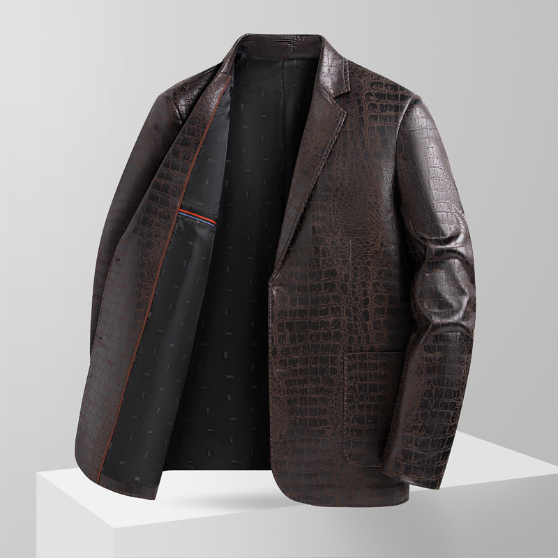 Extra Large Size Leather Suit, Plus Size, High-End Business Casual Suit, Loose Fit for Big and Tall Men, Leather Jacket