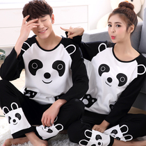 Couple pajamas pure cotton long-sleeved spring and autumn cute cartoon ladies cotton youth Korean version of home clothes mens suit