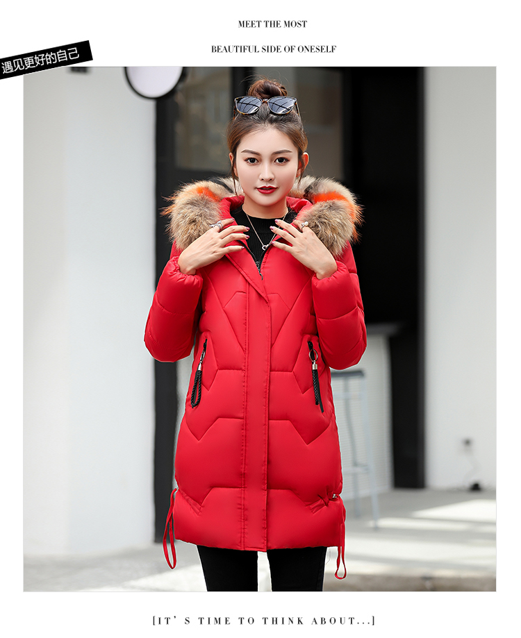 Mùa đông mới xuống áo khoác cotton nữ dài Phần mỏng cotton kích thước lớn chất béo mm lớn lông cổ áo dày bông áo khoác thủy triều áo măng tô nữ