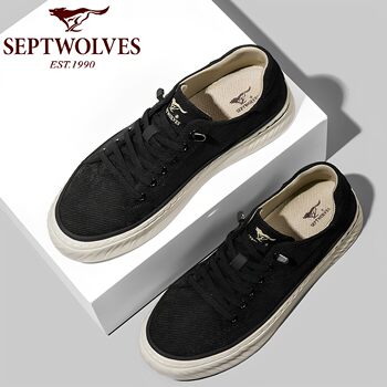 Septwolves genuine men's black breathable versatile sneakers