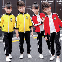 Kindergarten garden clothes spring and autumn cotton primary school uniforms British childrens sports suit yellow class uniforms three sets