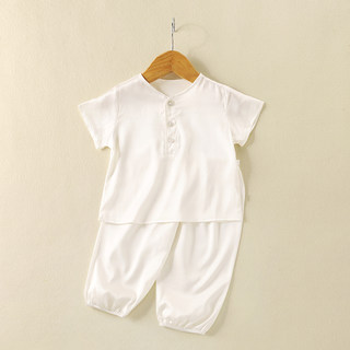 Summer Children's Silk Pajamas Set, Mulberry Silk Boys' Home Clothes, Girls' Air-Conditioning Clothes, Short-Sleeved Long Pants