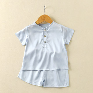 Children's Silk Pajamas Set, Mulberry Silk, Breathable Home Wear for Boys, Air-Conditioned Clothing for Older Children, Short-Sleeved Pants