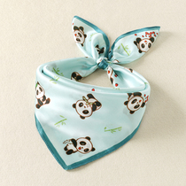 Mulberry silk girls silk scarf childrens silk scarf spring and autumn boys neck protector windproof neck scarf baby cartoon small square scarf