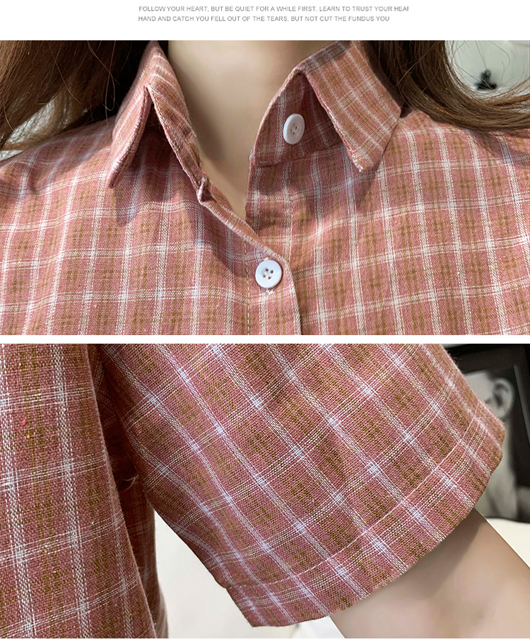 VK旗艦店 韓系格紋休閒短袖襯衫百褶短裙套裝短袖裙裝