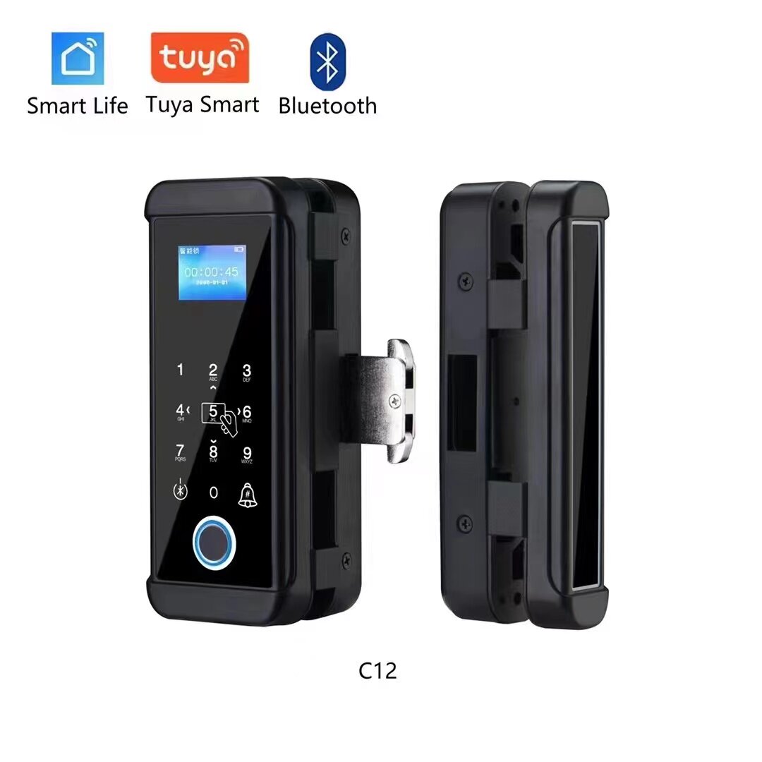 Office glass door electronic intelligent access control system automatic single and double doors no drilling free wiring fingerprint password lock