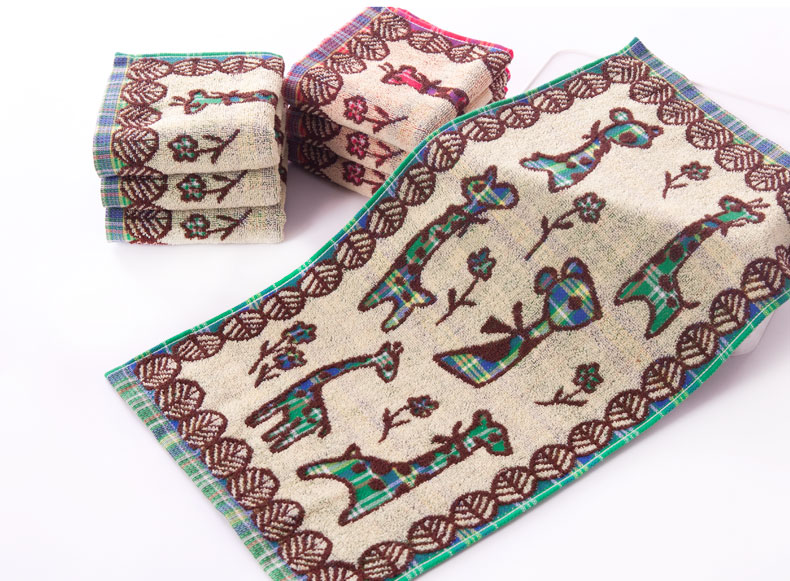 Genuine vàng số bông khăn nhỏ bông con jacquard khăn phim hoạt hình con hươu cao cổ mềm, khăn thấm bán buôn tóc khô - Khăn tắm / áo choàng tắm khăn tắm 70x140cm