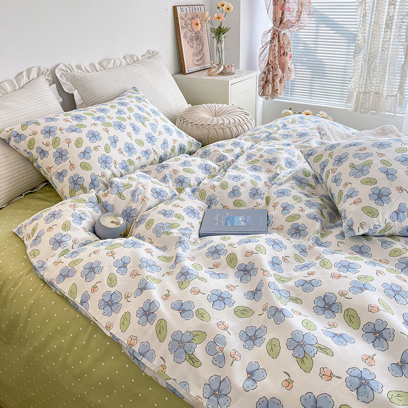 Spring ins bed four pieces of pure cotton full cotton linen quilts covered with four pieces of covered bed Ogasawara full cotton quilts 200x230