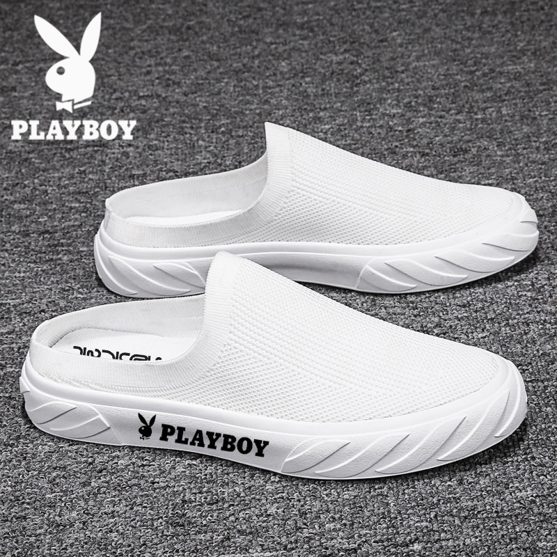Floral Playboy Canvas Shoes Men's Summer Leisure Anti Sweat a foot pedal Male Shoe Subnet Red bursting with no heel half slippers