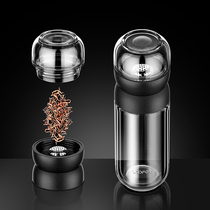 Redf rotary double-layer glass Mens portable cup Insulated tea water separation filter thickened tea cup