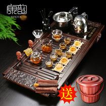 Kang Yun transparent glass tea set home simple kung fu tea cup set thick heat-resistant combination four-in-one