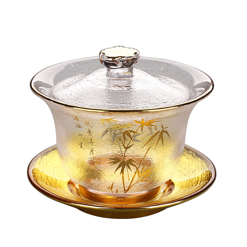 Consody glass cover bowl not bronzed with tea cup single three talents tea large number utilita tea bowl thickened heat resistant