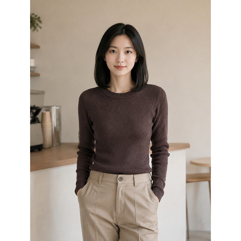 Levi's Autumn Women's Slim Fit Round Neck Long Sleeve Wool Sweater 008R5-0002