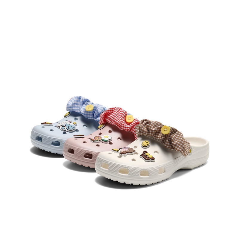 Belle Line Friends X Smileyworld Collaboration Brown Bear Style Cute Clogs Women's Beach Shoes F8A1D