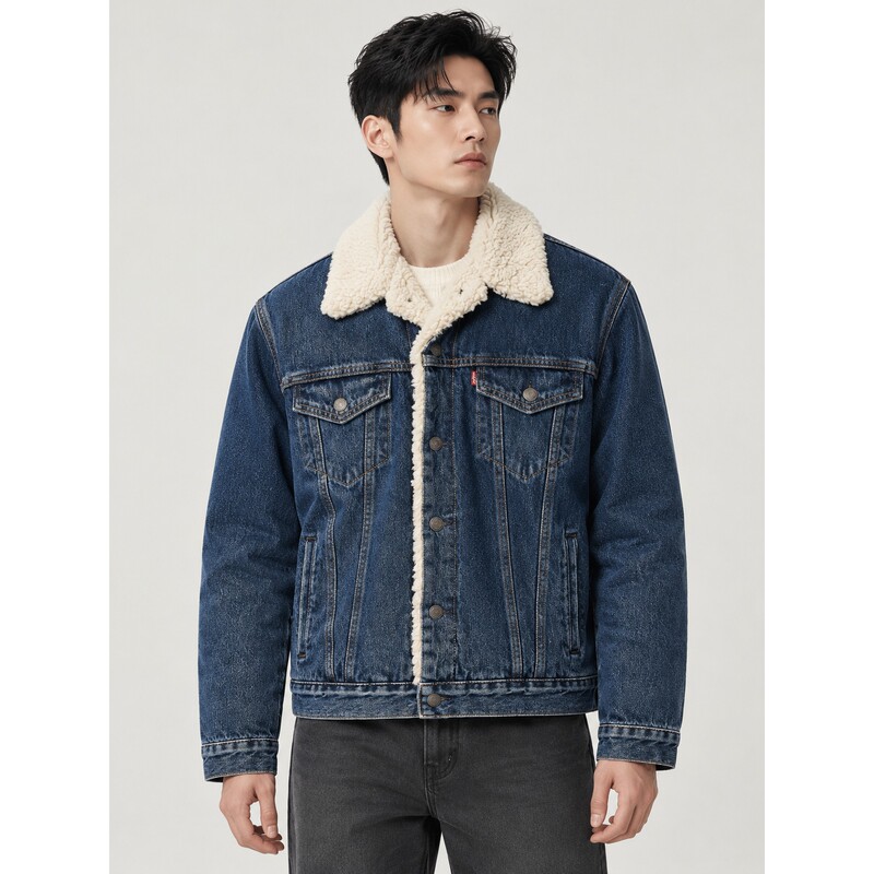 Levi's Men's Autumn and Winter Denim Jacket with Lapel Collar 16365-0286
