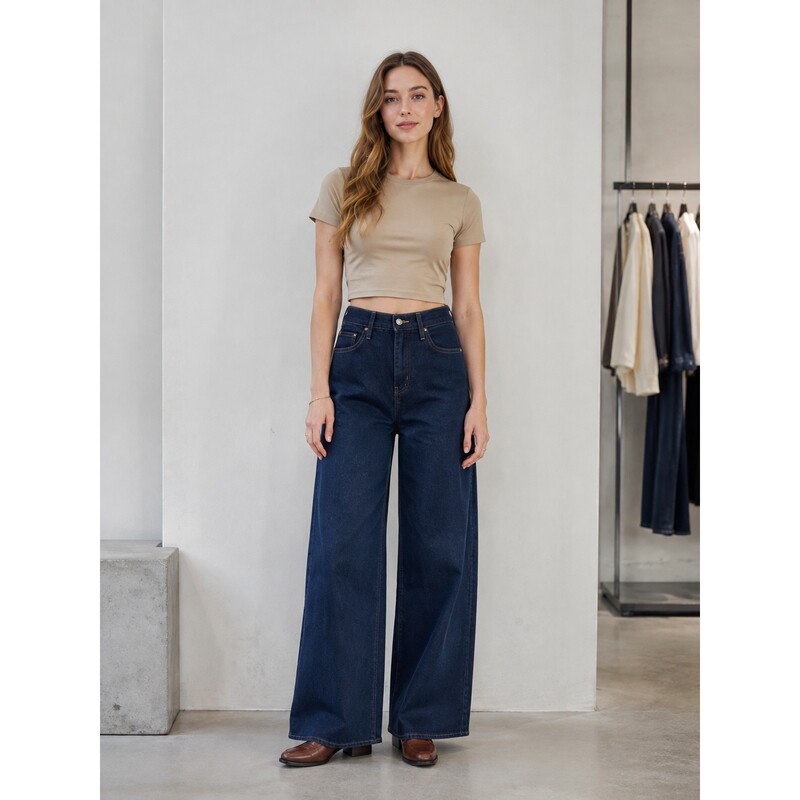 Levi's Spring and Autumn Women's High-Waisted Wide-Leg Jeans 001Pz-0044